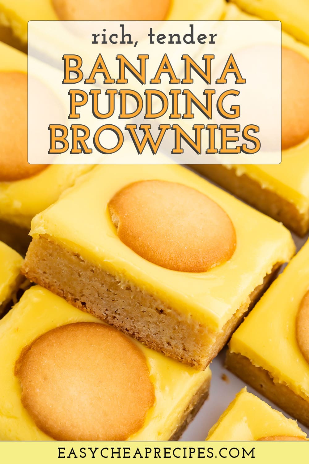 Pin graphic for banana pudding brownies.