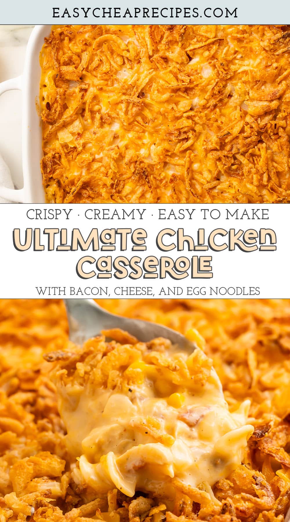 Pin graphic for ultimate chicken casserole.