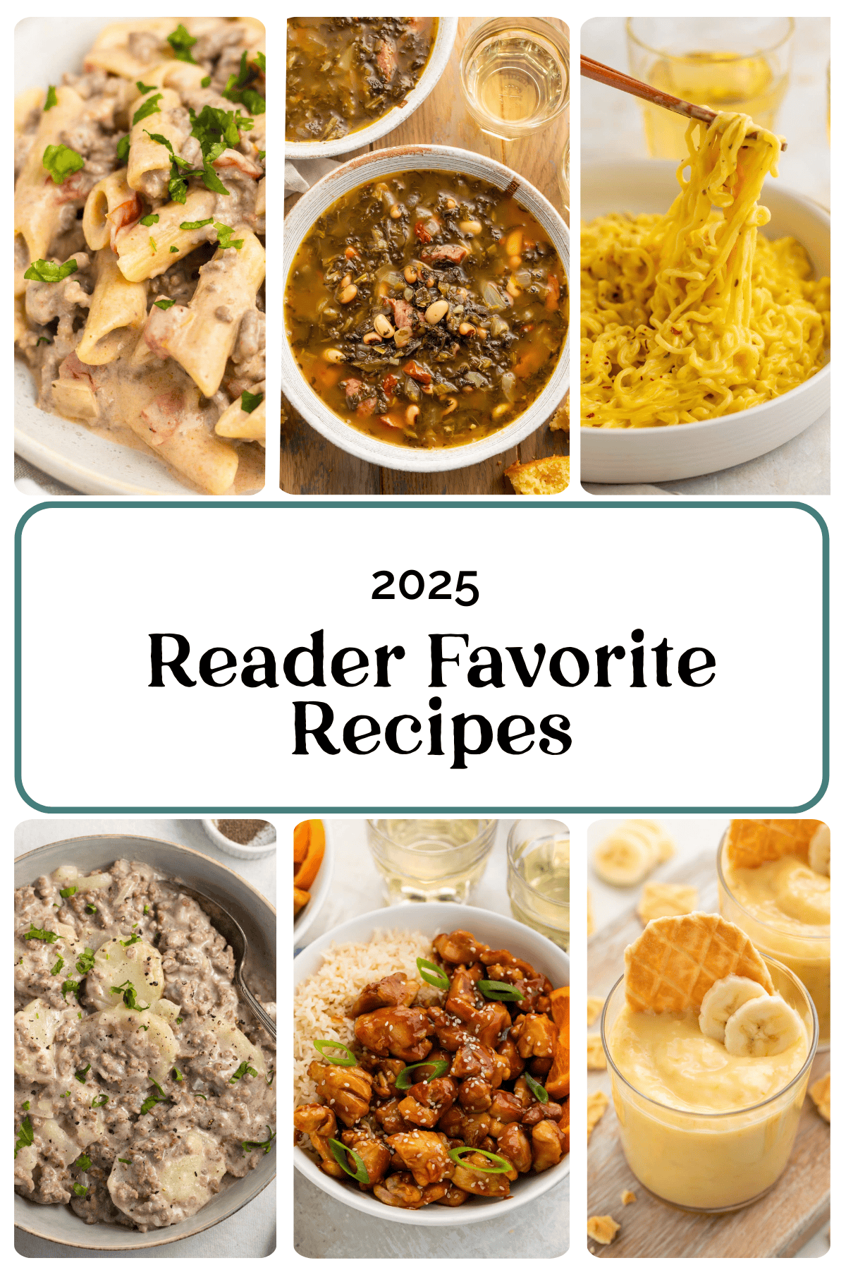 Collage of popular 2025 recipes.