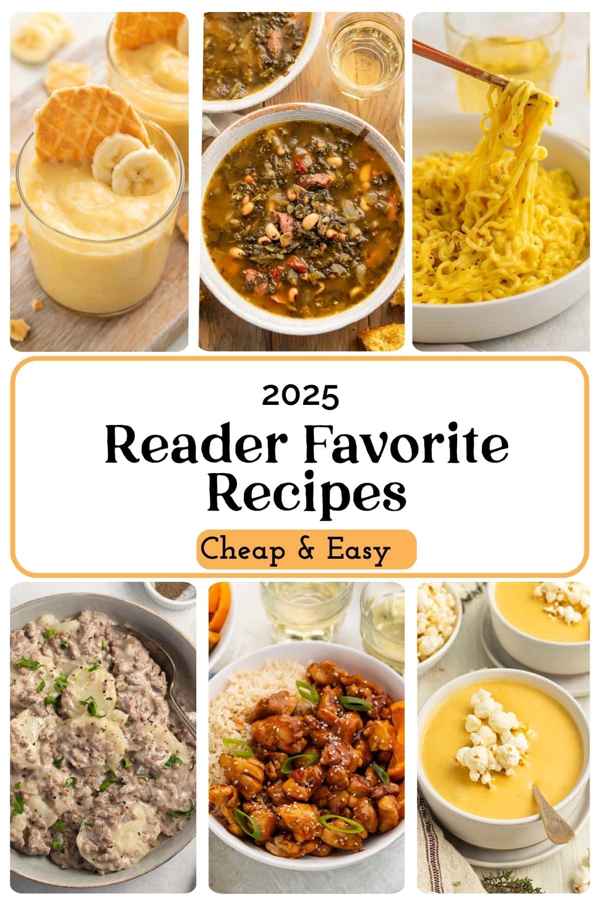 Six popular recipes in a collage with Pinterest text overlay.